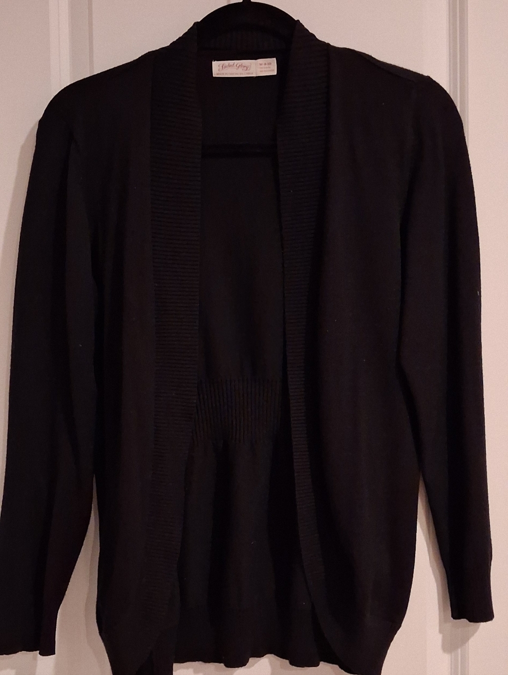 Faded Glory Black Knit Open Cardigan
